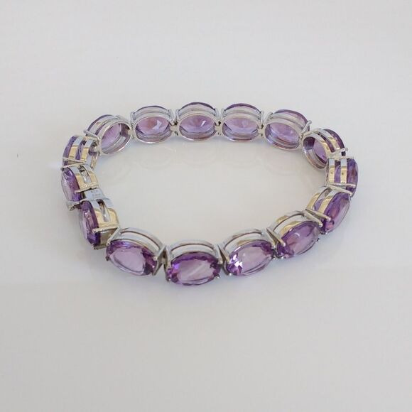 Amethyst Bracelet 48 Carats TW Sterling Silver - Picture 6 of 8